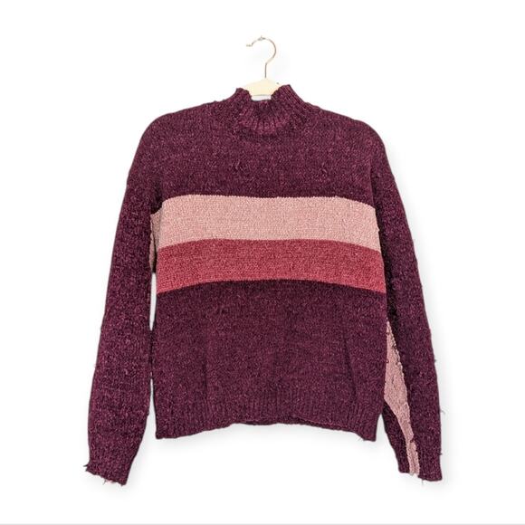 Lovers + Friends Pink Colorblock Chenille Knit Raye Sweater - Picture 1 of 8